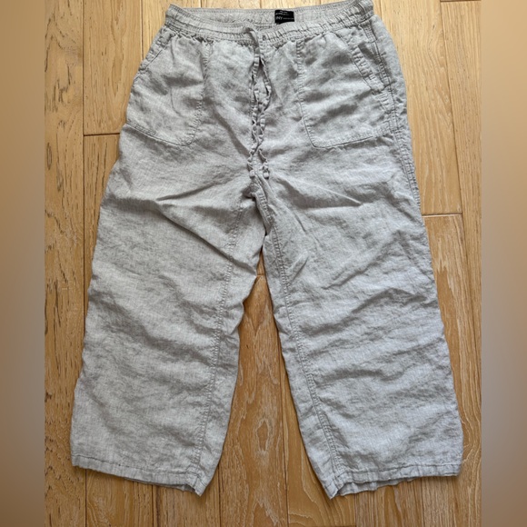 Women’s wide leg linen pants size‎ 1X gray Lagenlook preppy coastal resortwear - Picture 2 of 7